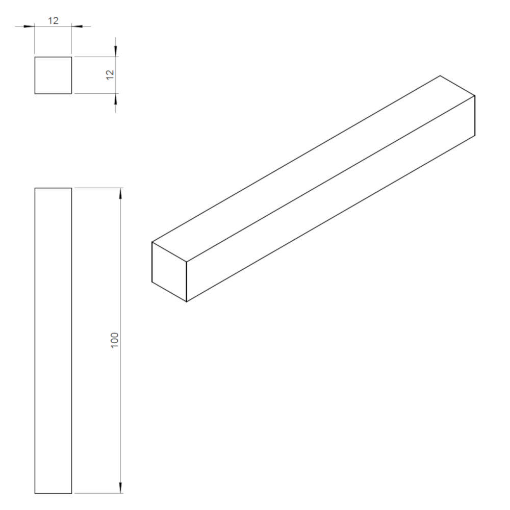 Akseltap 12 x 12 x 100