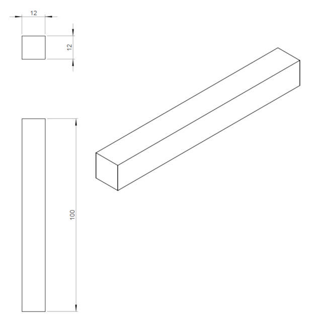 Akseltap 12 x 12 x 100